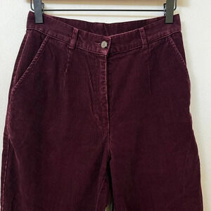 LL Bean sz 4 Tall Maroon Corduroy Slacks Pants Chinos Officewear Dark Academia